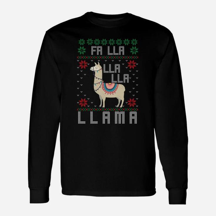 Ugly Christmas Sweater Llama Funny Holiday Sweatshirt Unisex Long Sleeve