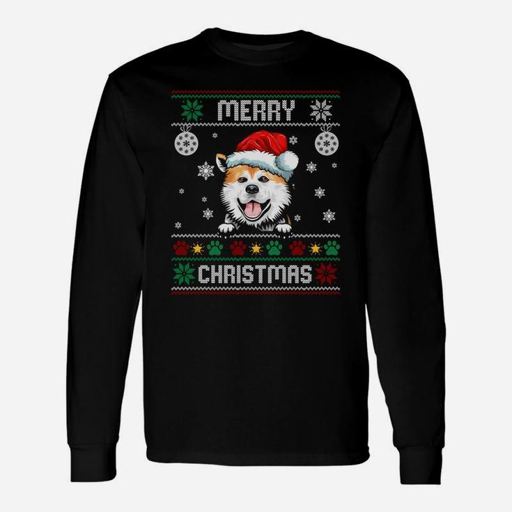 Ugly Merry Christmas Dog Akita Xmas Costume Gift Sweatshirt Unisex Long Sleeve