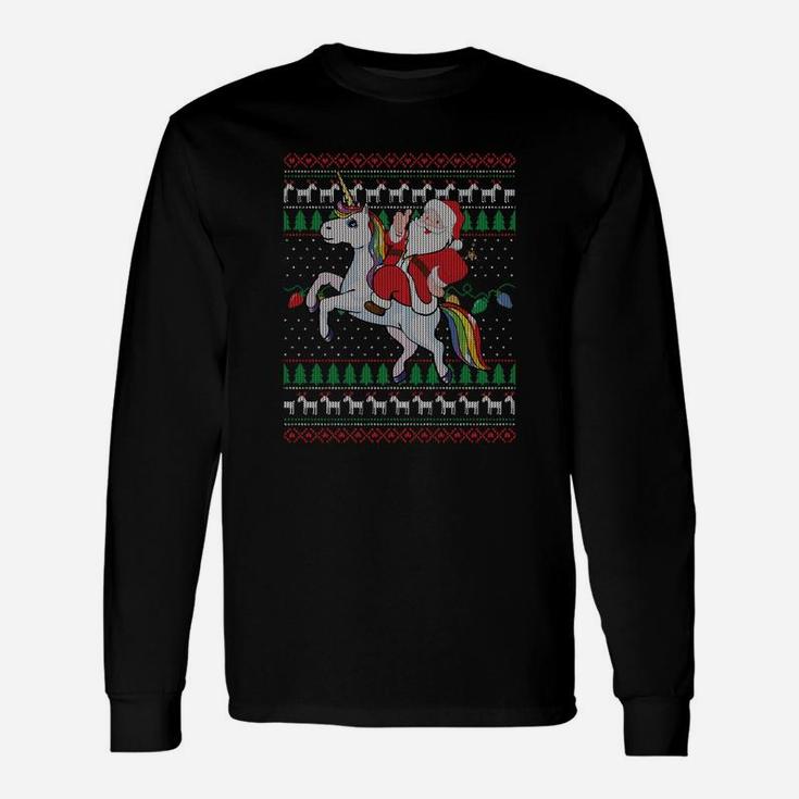 Unicorn Ugly Christmas Sweatshirt Xmas Santa Gift Unisex Long Sleeve