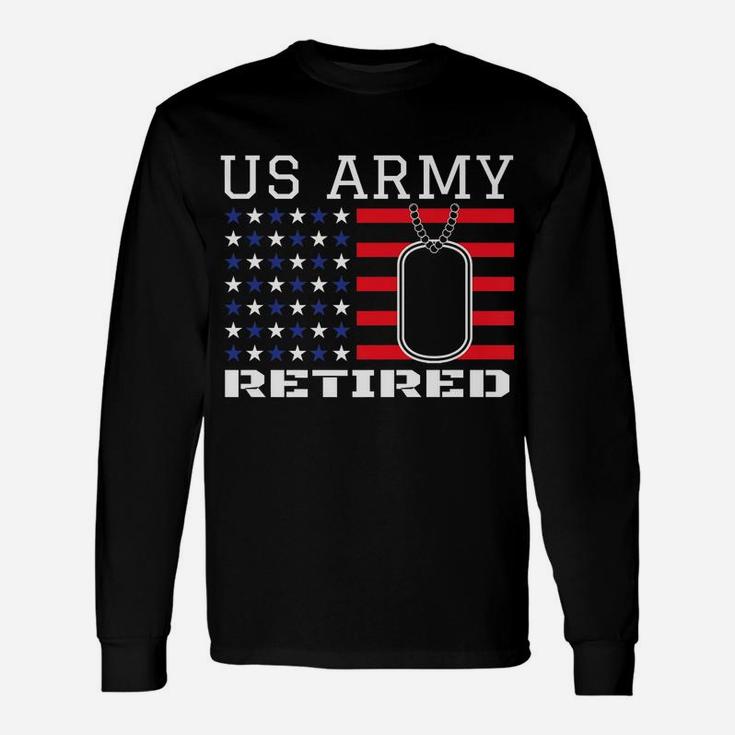 Us American Flag Patriotism Dog Tag Veteran Army Retirement Unisex Long Sleeve
