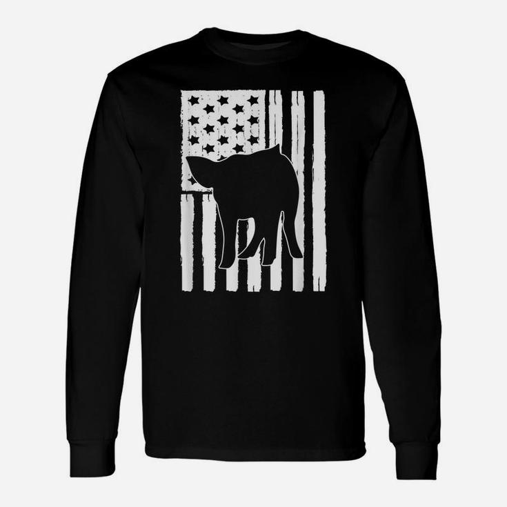 Usa American Flag Pig Theme Idea For Farm Animal Lovers Unisex Long Sleeve