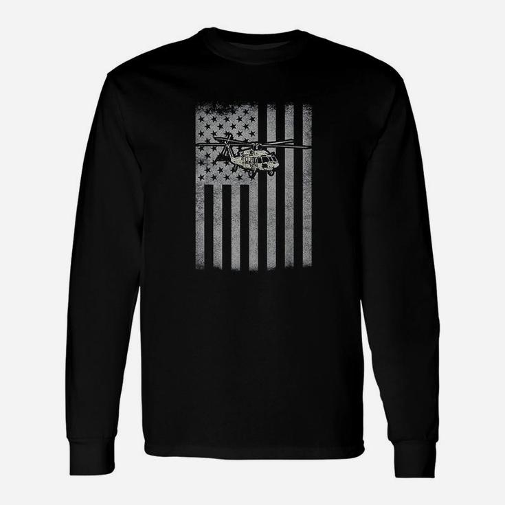 Usa Flag Helicopter Veterans Fathers Day Gift Unisex Long Sleeve