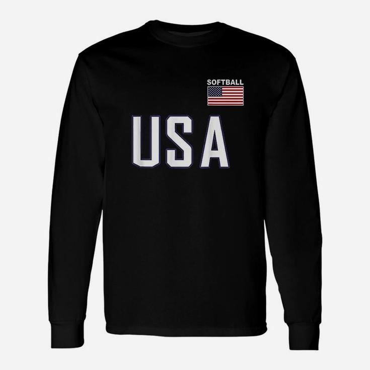 Usa Flag Softball Pocket Team Jersey Gift Top Unisex Long Sleeve