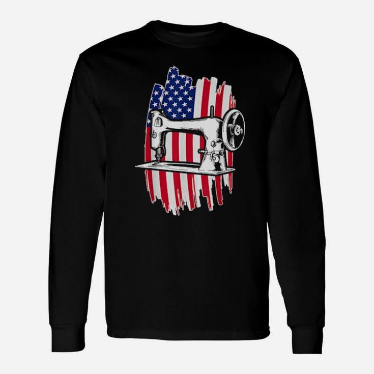 Usa Flag Tailor Sewer 4Th Of July Patriotic Sewing Long Sleeve T-Shirt