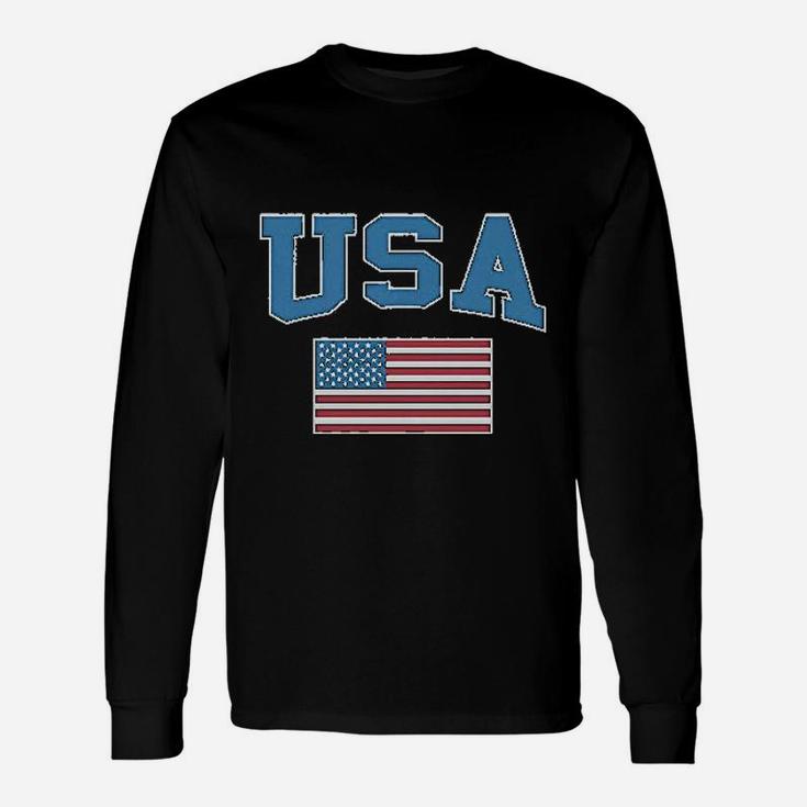 Usa Text And American Flag Unisex Long Sleeve