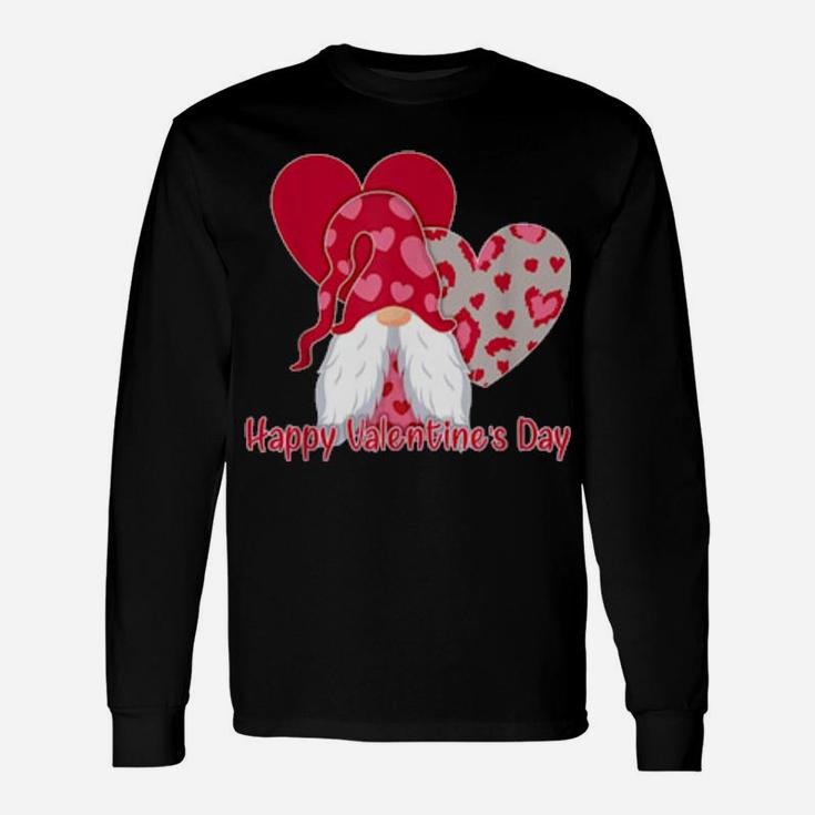 Valentine Gnome Leopard Heart Valentine's Day Gnome Love Long Sleeve T-Shirt