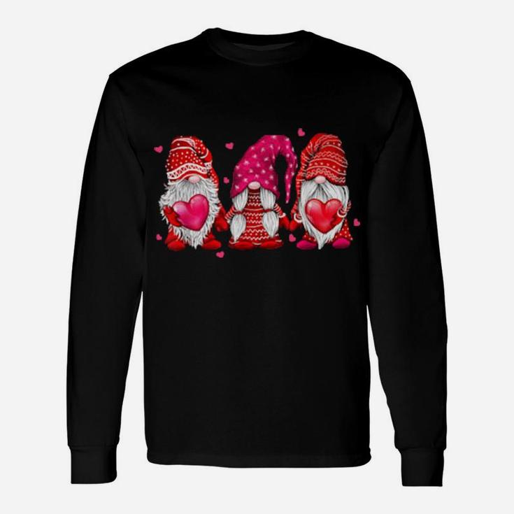 Valentine Gnomes Red Gnomes Holding Valentines Hearts Classic Women Long Sleeve T-Shirt