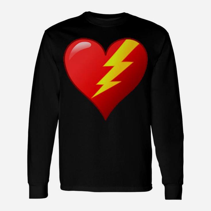 Valentine Lightning Heart Lightning Bolt In Red Heart Long Sleeve T-Shirt