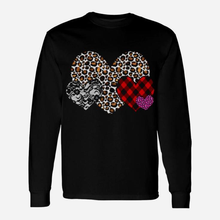 Valentines Leopard Plaid Hearts Trendy Love Long Sleeve T-Shirt