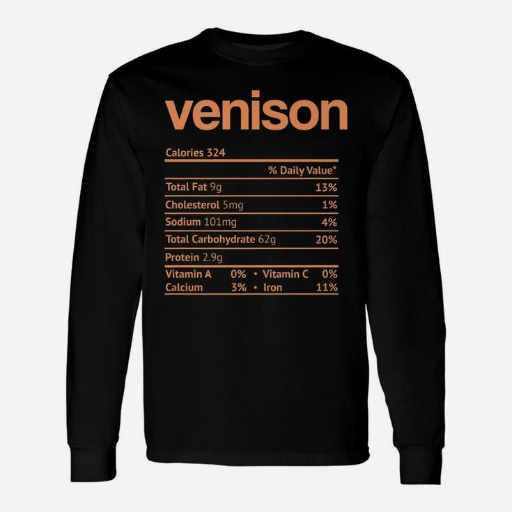 Venison Nutrition Facts Funny Thanksgiving Christmas Food Unisex Long Sleeve