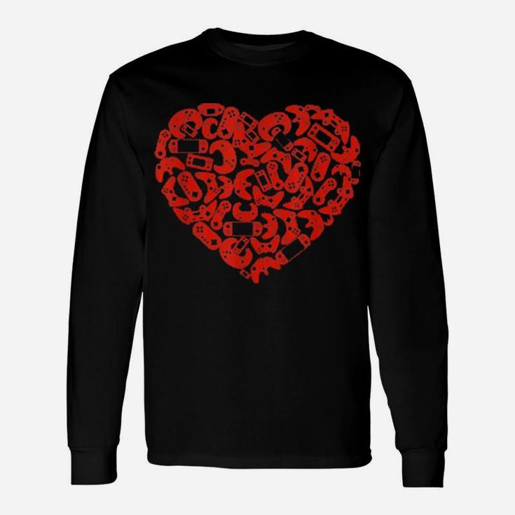 Video Game Controller Heart Valentine's Day Gamer Gaming Long Sleeve T-Shirt