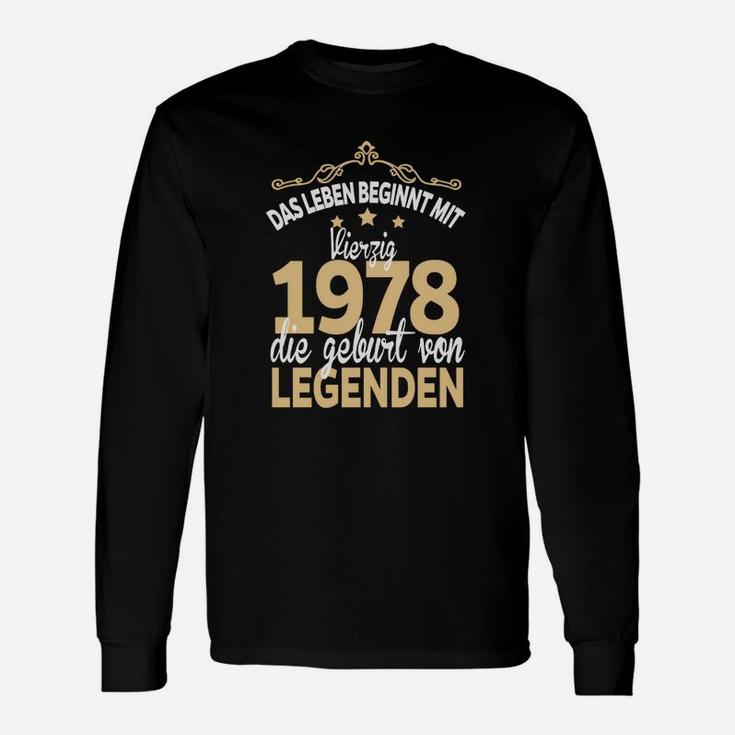 Vintage 1978 Geburtstags-Langarmshirts, Leben Beginnt Design