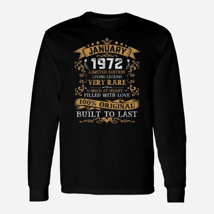Vintage 49Th Birthday January 1972 Gift 49 Years Old Unisex Long Sleeve