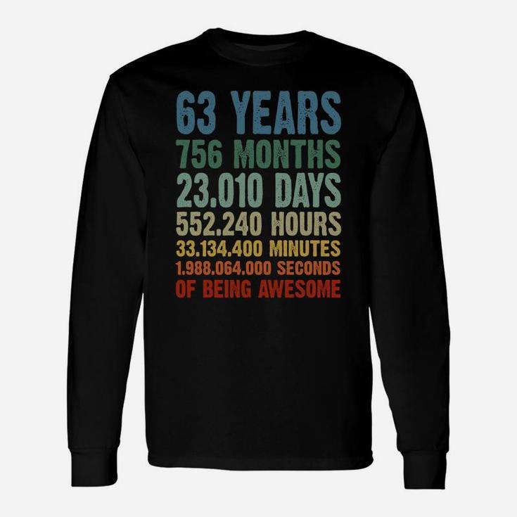 Vintage 63Rd Birthday 63 Years Wedding Anniversary Countdown Sweatshirt Unisex Long Sleeve