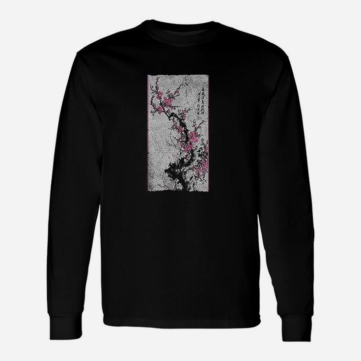 Vintage Beautiful Cherry Blossom Japanese Graphical Art Unisex Long Sleeve