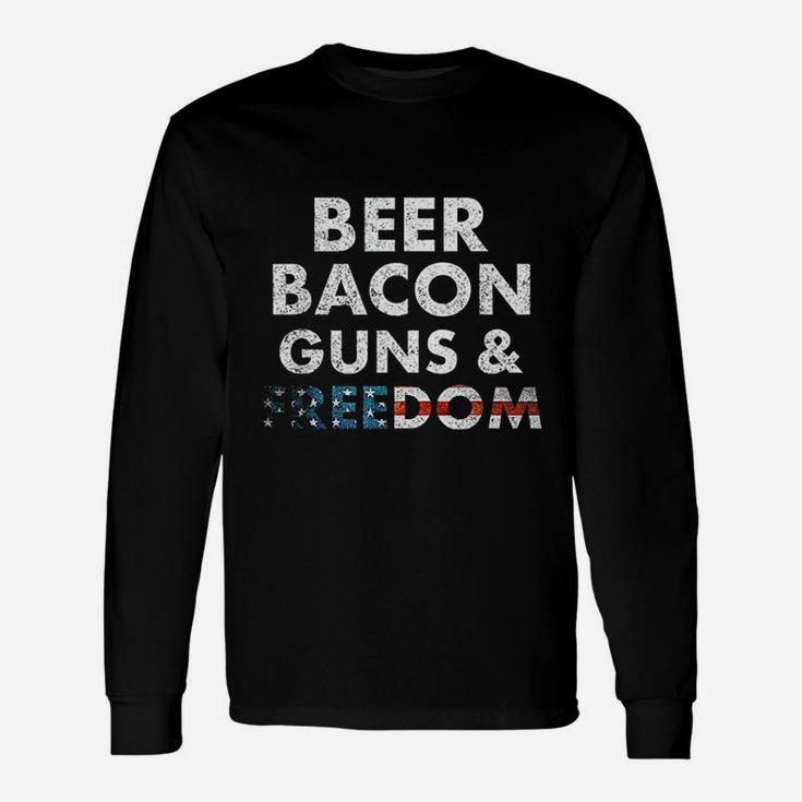 Vintage Beer Bacon Freedom Funny 4Th Of July Unisex Long Sleeve