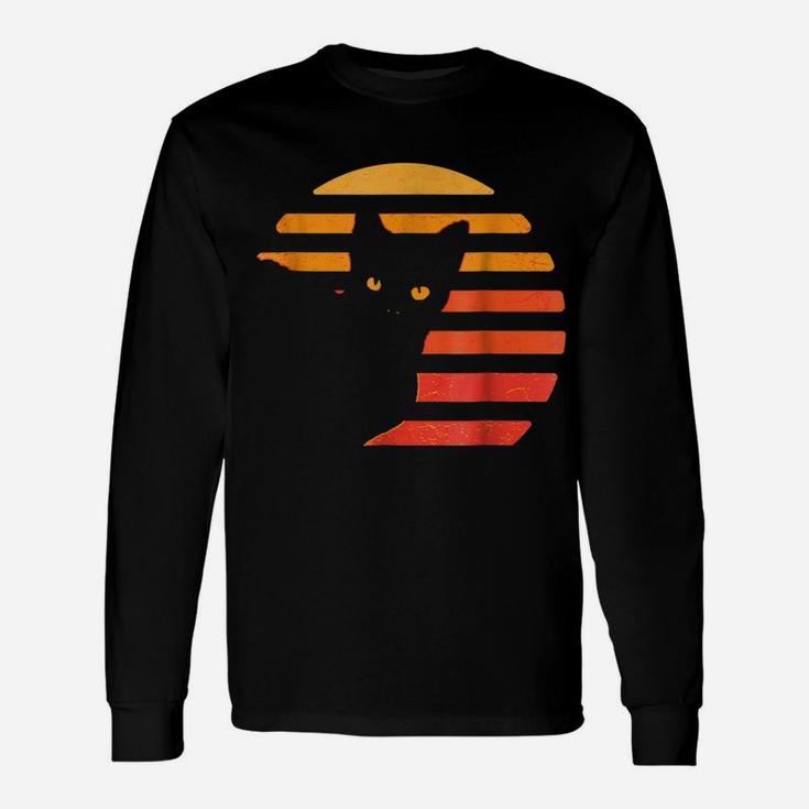 Vintage Black Cat Shirt Cats Lovers Gifts Unisex Long Sleeve