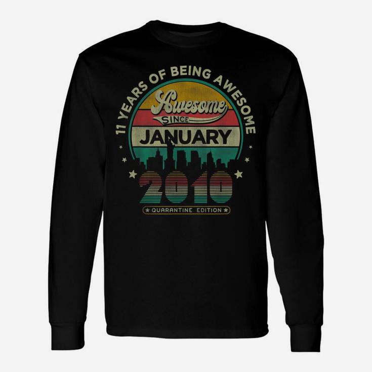 Vintage Born January 2010 11Th Birthday 11 Years Old Gifts Unisex Long Sleeve