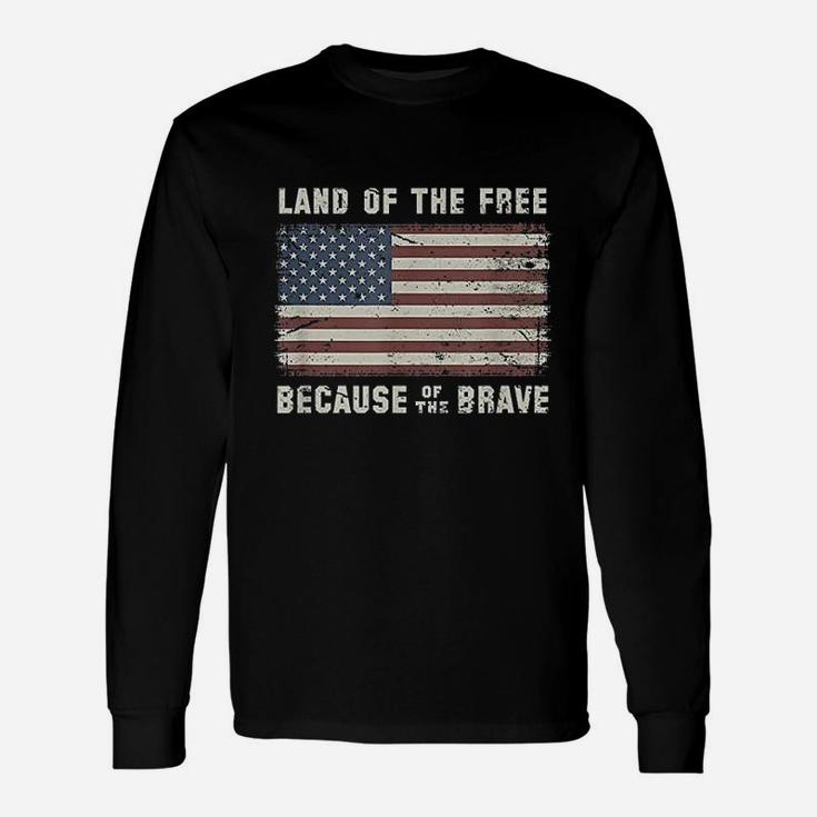 Vintage Flag Land Of The Free Because Of The Brave Unisex Long Sleeve