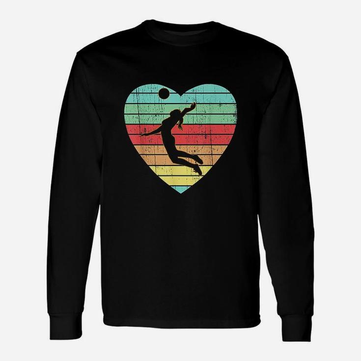 Vintage Heart Volleyball Player Unisex Long Sleeve