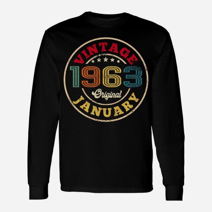 Vintage January 1963 Shirt Legend 58Th Birthday Retro Gift Sweatshirt Unisex Long Sleeve