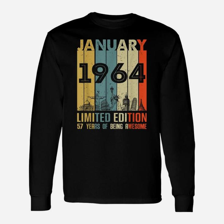 Vintage January 1964 Classic 57 Yrs Old 57Th Birthday Gift Unisex Long Sleeve
