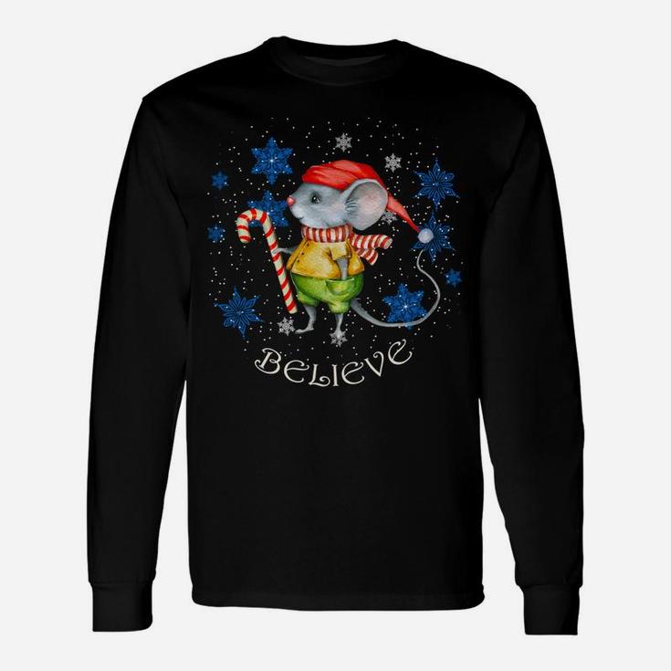 Vintage Mouse With Candy Cane Holiday And Christmas Sweatshirt Unisex Long Sleeve