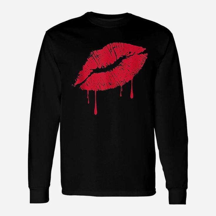 Vintage Red Lipstick Kiss  Hot 80S Drip Lips Unisex Long Sleeve