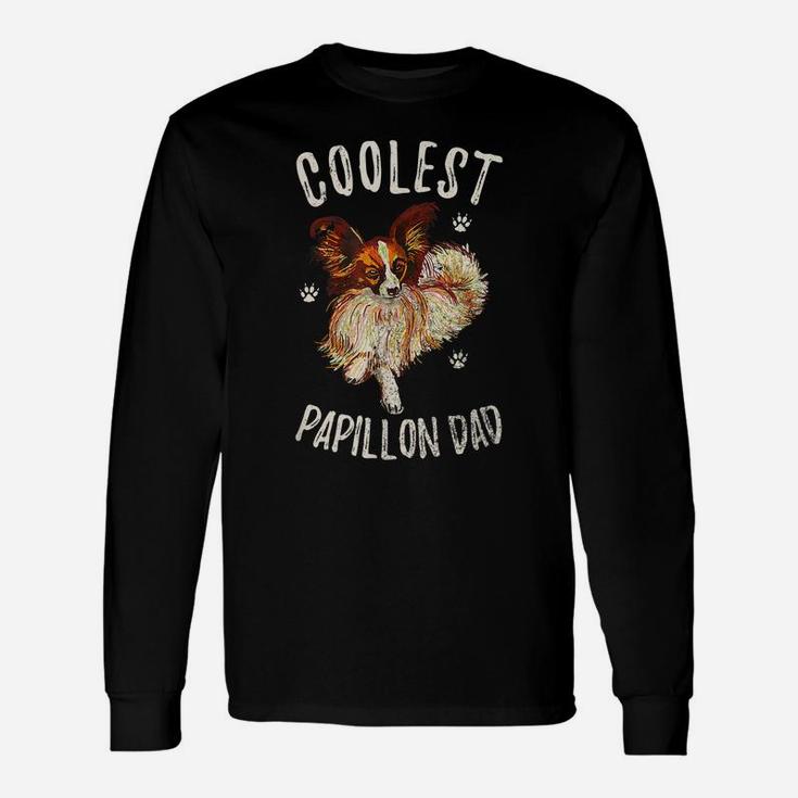 Vintage Retro Coolest Papillon Dad Funny Puppy Owner Lover Unisex Long Sleeve