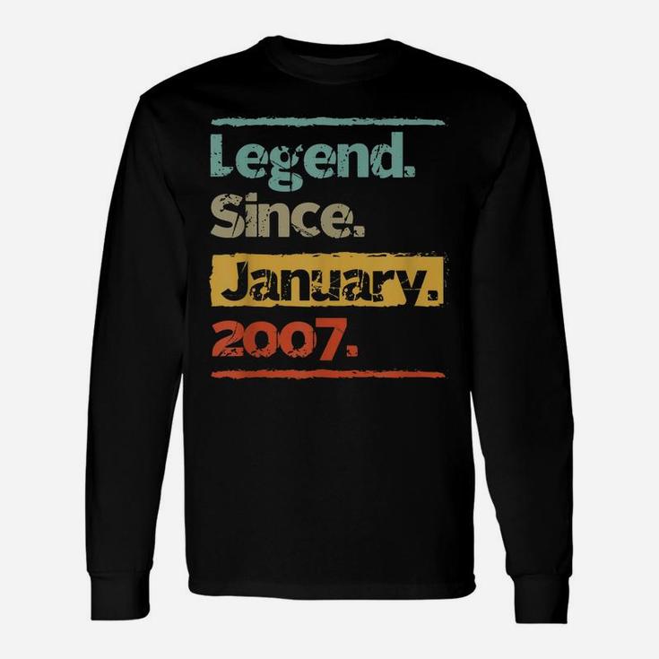 Vintage Retro Legend Since January 2007 13Th Birthday Gift Unisex Long Sleeve