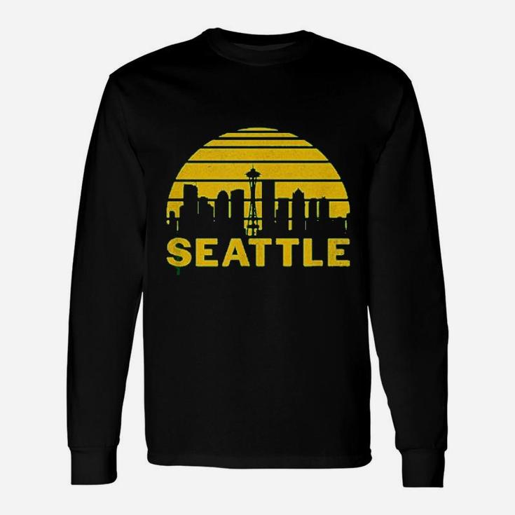 Vintage Seattle Washington Cityscape Retro Unisex Long Sleeve