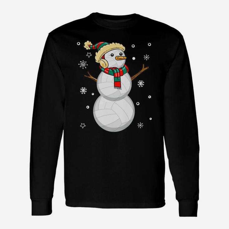 Volleyball Snowman Christmas Gift Tee Xmas Snowmie Santa Tee Unisex Long Sleeve
