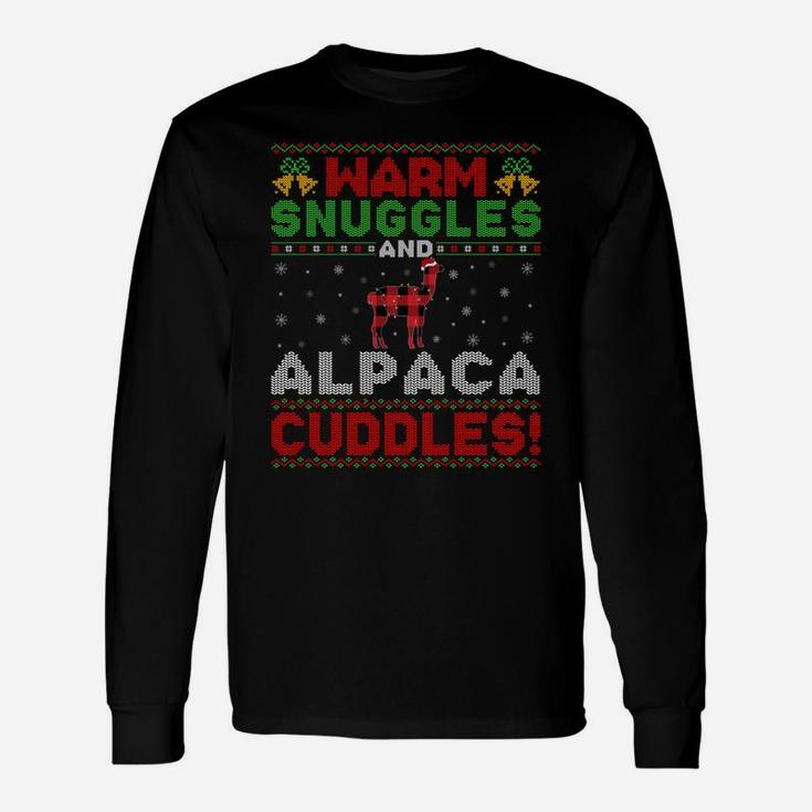 Warm Snuggles And Alpaca Cuddles Ugly Alpaca Christmas Sweatshirt Unisex Long Sleeve