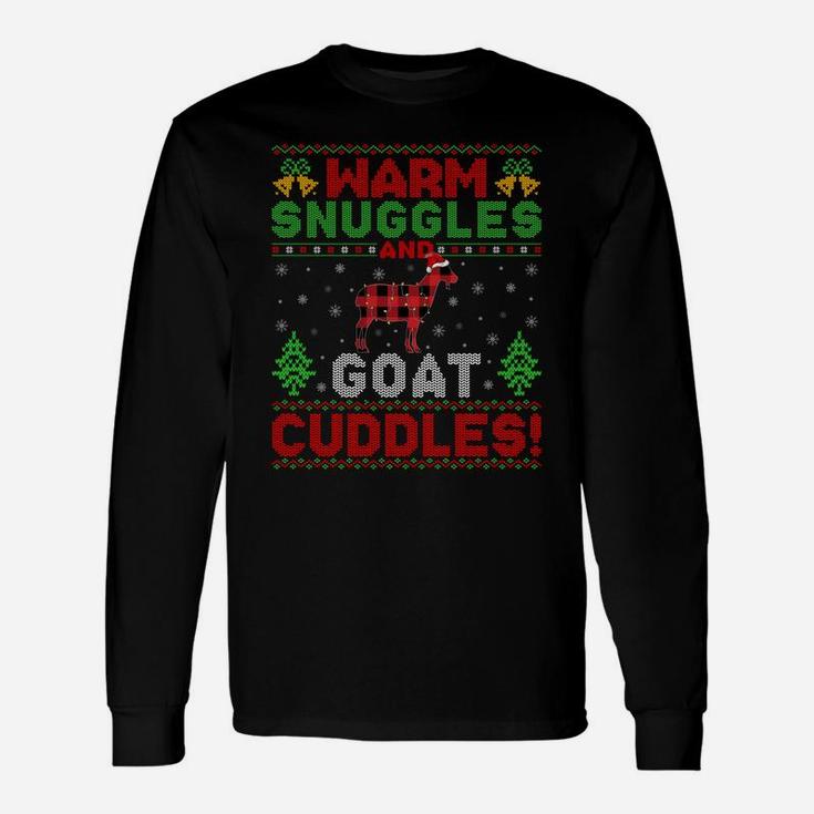 Warm Snuggles And Goat Cuddles Ugly Goat Christmas Sweatshirt Unisex Long Sleeve