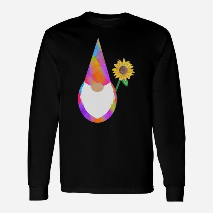 Watercolor Tomte Gnome Boho Hippy Sunflower Tie Dye Sweatshirt Unisex Long Sleeve