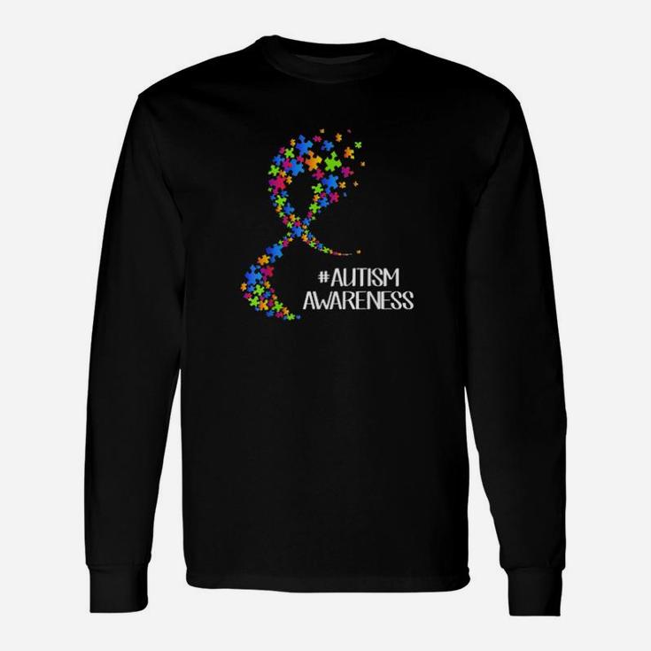 Wear Rainbow Puzzle Ribbon Autism Awareness Long Sleeve T-Shirt