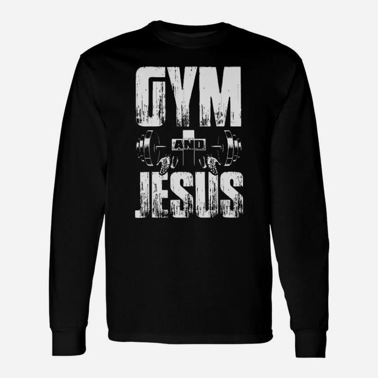 Weight Lifting Gym N Jesus Long Sleeve T-Shirt