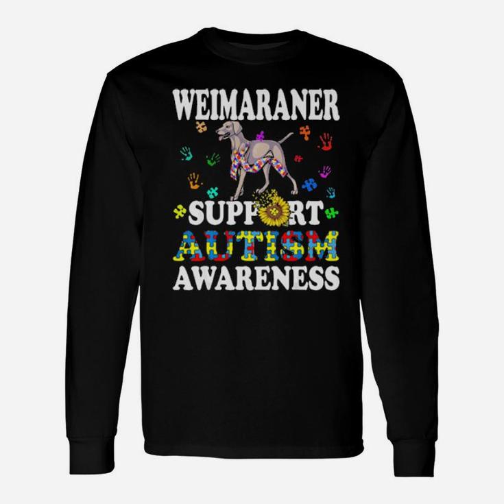 Weimaraner Dog Heart Support Autism Awareness Long Sleeve T-Shirt