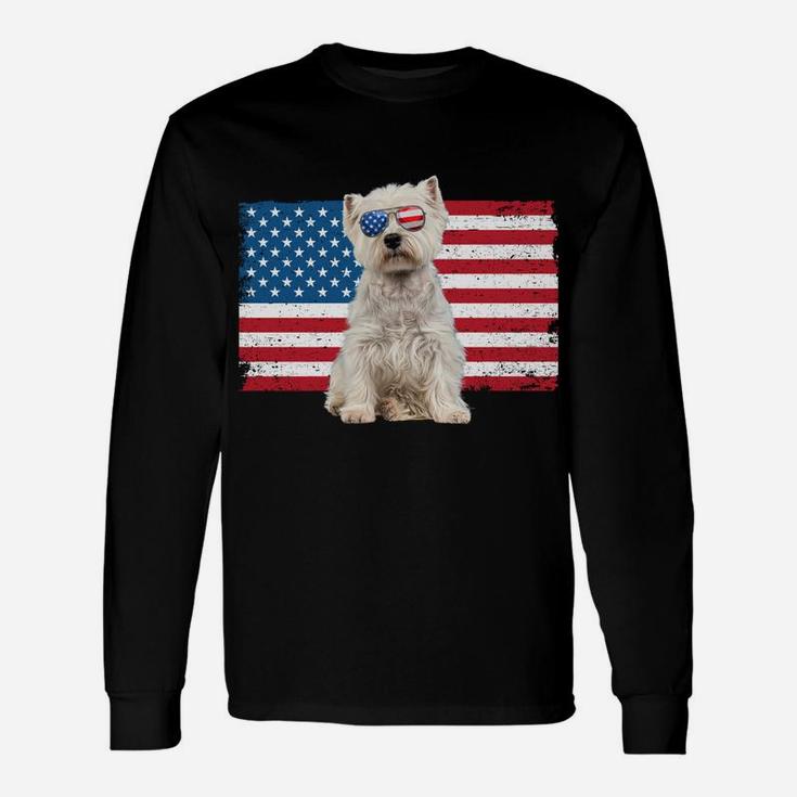 Westie Dad Usa American Flag Dog Lover Owner Christmas Funny Sweatshirt Unisex Long Sleeve