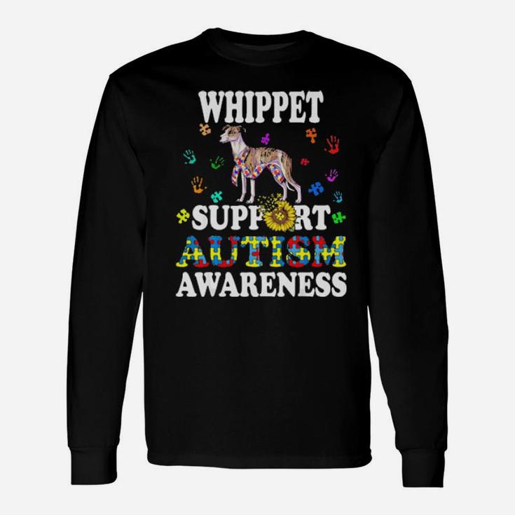 Whippet Dog Heart Support Autism Awareness Long Sleeve T-Shirt