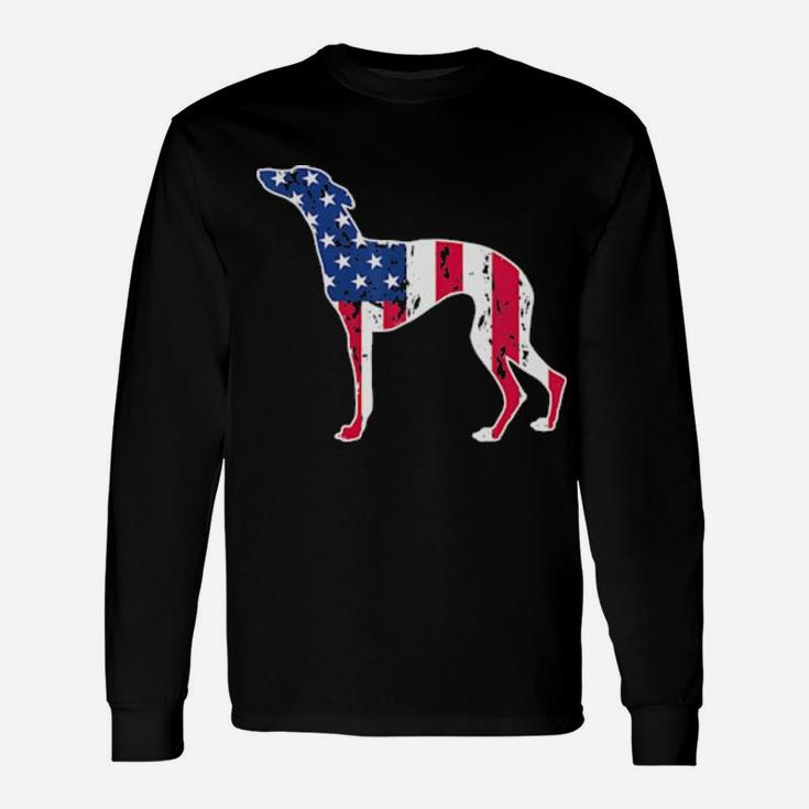 Whippet Dog Lovers American Flag 4Th Of July Long Sleeve T-Shirt