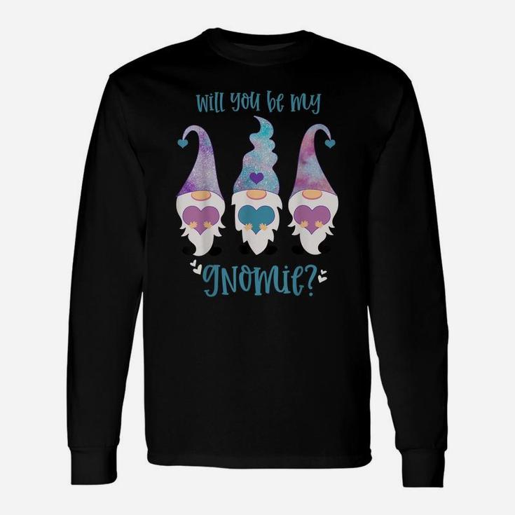 Will You Be My Gnomie Valentine Gnome Couples Matching Unisex Long Sleeve