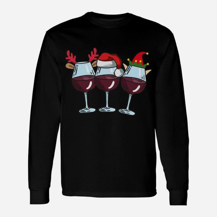 Wine Glass Santa Elf Reindeer Drinking Cool Christmas Gifts Unisex Long Sleeve