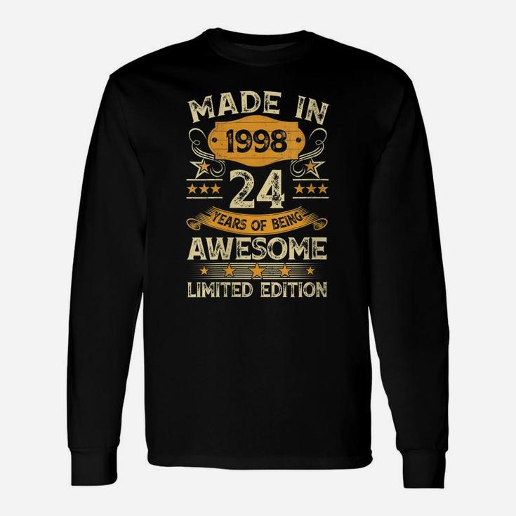 Womens 24 Year Old Vintage Made In 1998 Gift 24Th Birthday Party Unisex Long Sleeve