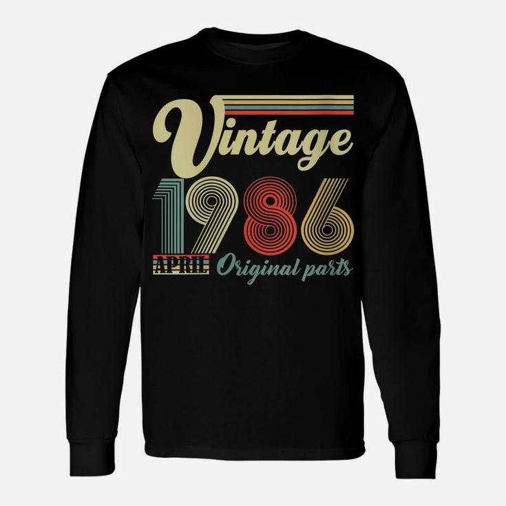 Womens 35 Years Old - Made In April 1986 - Vintage 35Th Birthday Unisex Long Sleeve