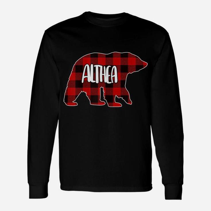 Womens Althea Bear Custom Red Buffalo Plaid Christmas Pajama Unisex Long Sleeve