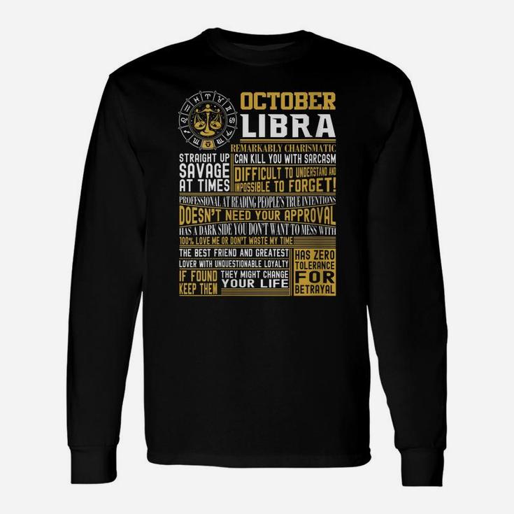 Womens Best Born In October Libra Zodiac Sign T Shirts Men, Women Unisex Long Sleeve