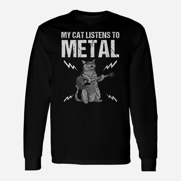 Womens Funny My Cat Listens To Metal Gift For Music Kitten Lovers Unisex Long Sleeve