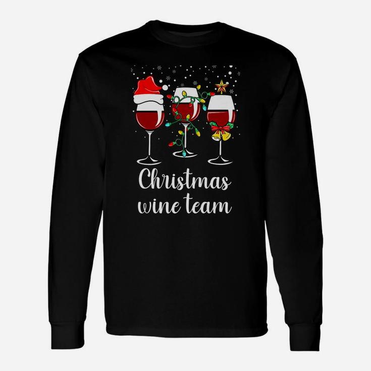 Womens Glass Wine Drinking Gift Funny Holiday Christmas Wine Team Unisex Long Sleeve