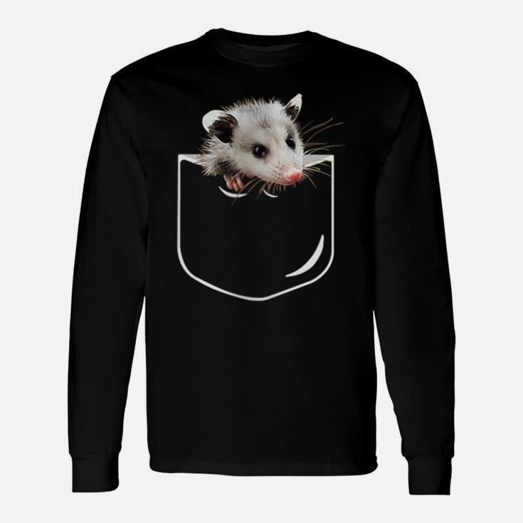 Womens Pocket Opossum Shirt, Funny Opossum In Pocket Gift Unisex Long Sleeve